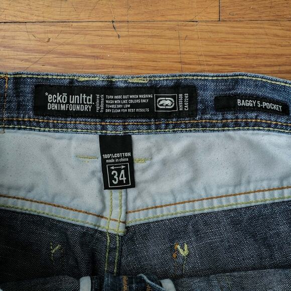ECKO UNLTD Shorts Baggy Jean Jorts Utility Denim Hip Hop Y2K Grunge Skate‎ 34 - Picture 4 of 7